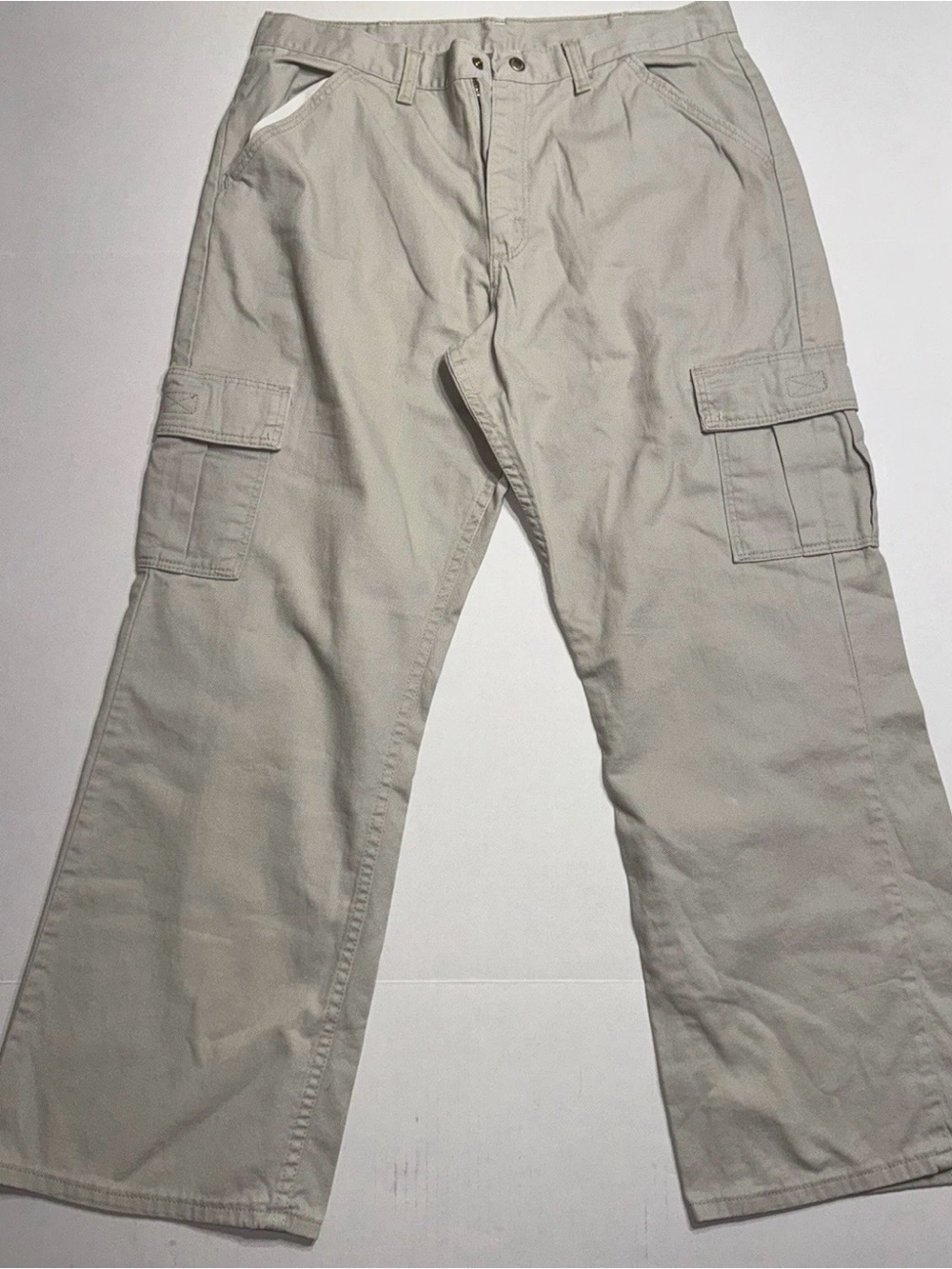 Wrangler Y2K Loose Fit Cargo Pants Youth Size 18 Husky Beige Khaki Workwear